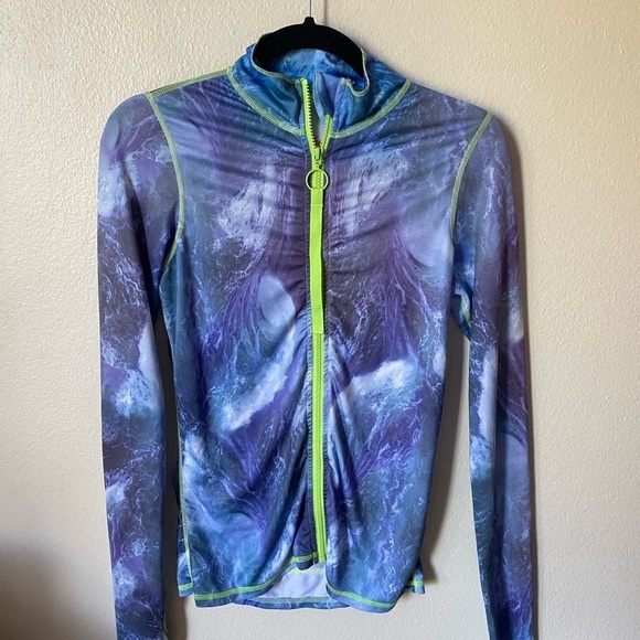 Tutu Blue Women’s Zip Rash Guard Size S Blue Ocean Beach Surf Swim Vacation - Picture 3 of 8